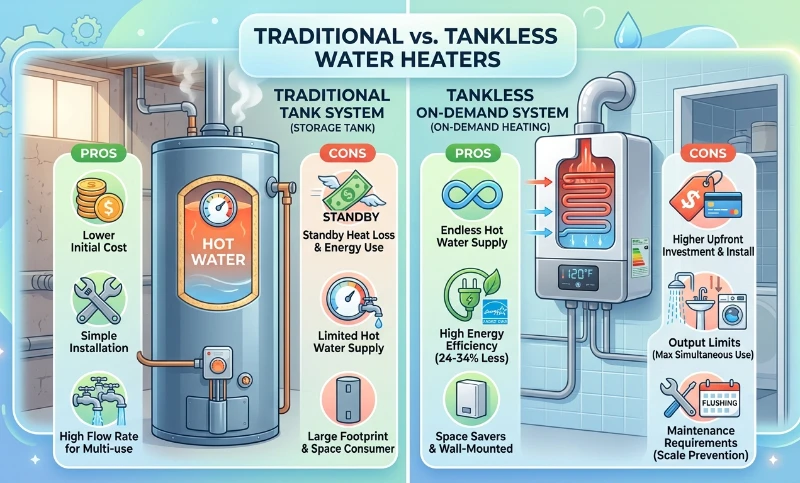 Broken Arrow Plumbing Por. Tankless vs. Traditional Water Heaters Which is Right for Your Home
